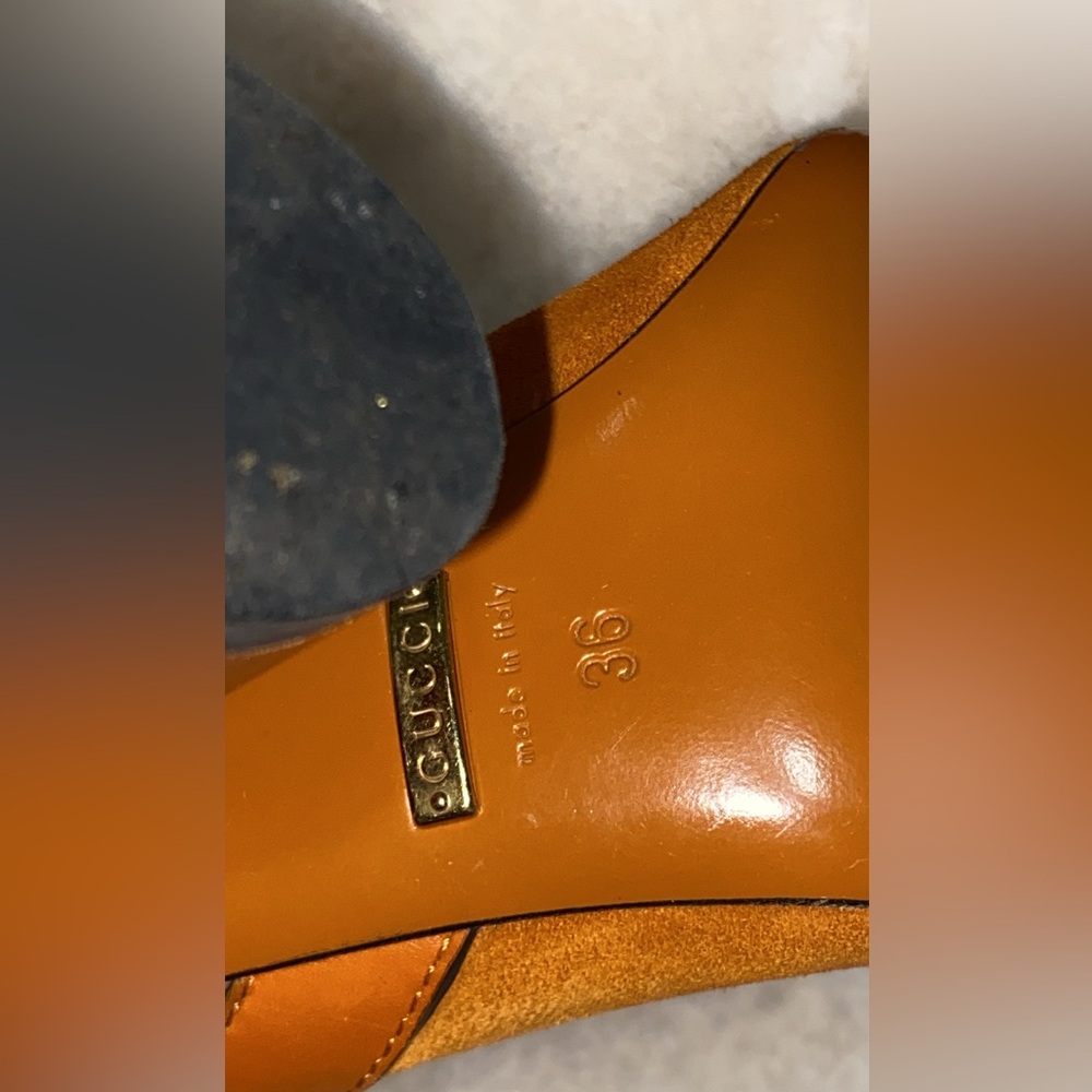 Gucci Mustard Suede Ankle Boots with Leather Wrap Straps - Picture 4 of 10